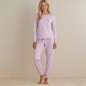 Comfortable Loungewear Women’s Long Sleeve Pyjamas Sets With Front Pocket Breathable Lightweight Nightwear Set Drawstring