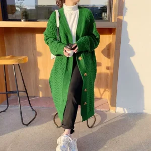 Comfortable Trend Style Cardigan Custom Loose Fit Cable Women’s Knitwear
