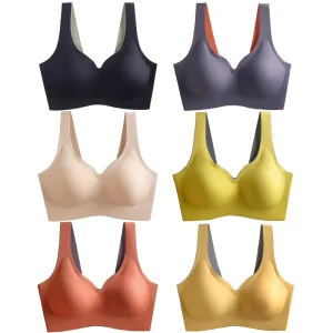 Comfortable Women’s Sports Bra Breathable Knitted Underwear Thai One-Piece Latex Wire Free Solid Color No Trace Pull
