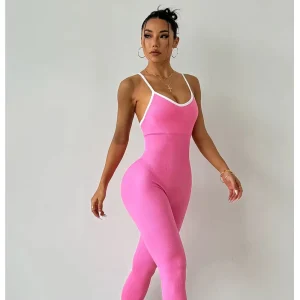 Contrast Color Camisole Sports Yoga Bodysuit Sleeveless Quick drying Ribbed Close fitting Fitness Bodysuit Yoga