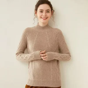 Costume Women’s Sweater Luxury Highneck Ladies Woolen Sweater Merino Wool Turtle Neck for Women