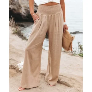Cotton Linen Pants for Women Loose Casual Solid Color Plus Size Summer Pants
