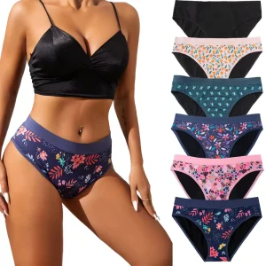 Cotton Printing 4 Layers Leak Proof Mid Rise Absorbent Period Panties Women Period Underwear Girls Menstrual Panty