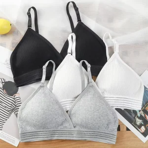 Cotton Women’s Wireless Bralette Push up V neck Underwear Breathable Thin Cup Soft 6 Colors Bra