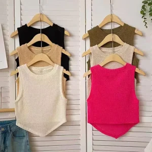 Crewneck Tops for Women Sleeveless Casual Women’s Clothing Best Sale Sleeveless Tops
