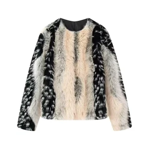 Cross Border European and American Women’s Short Jackets French Fashion Faux Fur Jackets for Winter Warmth
