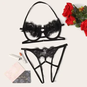Cross Border Sexy Underwear Set Black Women’s Sexy Underwear Two Piece Set Manufacturer