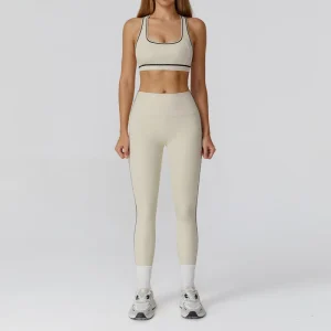 Cross-border Color-blocking Brushed Yoga Set Zipper Slimming Yoga Fitness Suit Casual Running Exercise Three-piece Set
