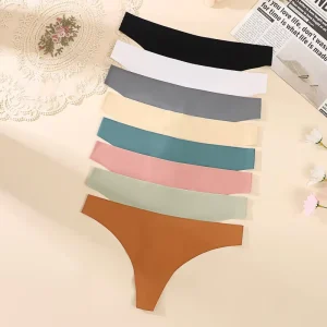 Cross border European American Seamless Ice Silk Nylon Cotton Bikini Underwear Women’s Low Waist Comfortable Breathable Crotch T