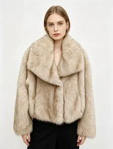 Cross-border Foreign Trade Women’s Winter Casual FOX Fur Coat with Square Collar Woven Shearing Full Sleeve Warm