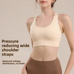 Cross-border Honeycomb Seamless High Support Spandex Nylon Women’s Sports Bra for Running Fitness Yoga