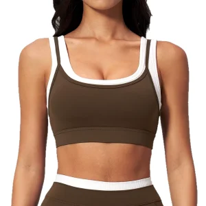 Cross border Naked Sense Two piece Breathable High Support Women’s Yoga Bra Sports Underwear Contrast Binding Model EWX3129