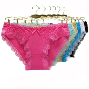 Cross-border Supply of Knitted Dobby Fabric Lace Women’s Underwear Cotton Briefs OEM Service