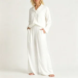 Custom 100% Bamboo Women Sleepwear Set Luxury Lounge Wear Set Long Sleeve Pajamas 2 Piece Custom Pjs