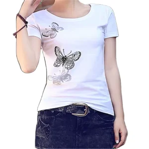 Custom 100% Cotton Short Sleeve Tight White T-Shirt for Women