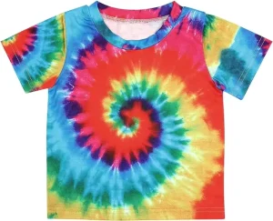 Custom 100% Cotton Tie Dye Design Kids Girls Boys Short Sleeve T Shirt