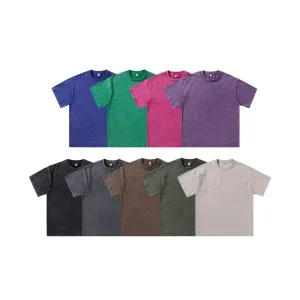 Custom 240G Pure Cotton Acid Wash Vintage Breathable Loose Fit Short Sleeve Men’s Women’s T-shirt