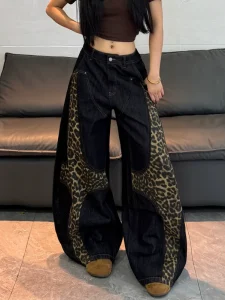 Custom Autumn Retro High Waisted Washed Loose Slimming Wide Leg Women’s Jeans