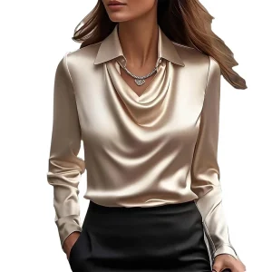 Custom Autumn Spring Women Solid Color Long Sleeve Work Shirt Causal Lady’s Tops Blouse Shirt