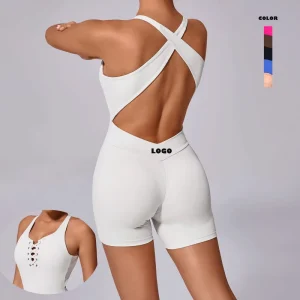 Custom Backless Fitness Activewear Sports One Piece Sleeveless Yoga Short Gym Women’s Jumpsuits Playsuits