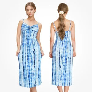 Custom Breathable Bamboo Cotton Strappy Midi Bodycon Dress Eco-Friendly Women’s Sleeveless Dresses