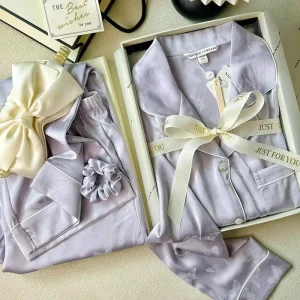 Custom Butterfly Print Bamboo Pajamas Set 2 Piece Women’s Silk Pajamas Women Sleepwear Sets Satin Pajamas