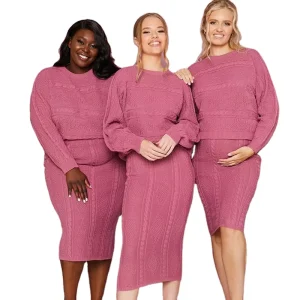 Custom Clothing Women’s Knitted Skirt Women Sweater 2 Piece Set