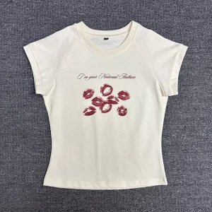 Custom Cotton T shirt Crop Tops for Women Graphic Designer T shirts t Shirt Women