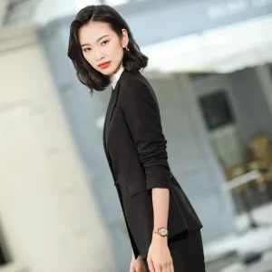 Custom Design Casual Fashion Women’s Breathable Suit Elegant Slim Fit Anti wrinkle Women’s Single Button Solid Color Suit