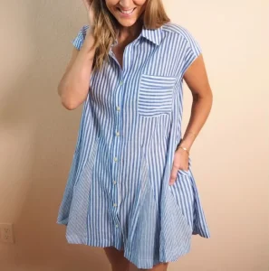 Custom Design Striped Shirt Dresscasual Dresses Lady Elegant Women’s Dress