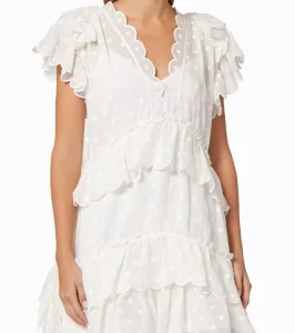 Custom Design Women Ruffled Regular Fit Natural Waist Sequined Autumn Casual Elegant Cotton Dress