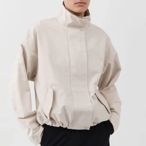 Custom Design Women Stand Collar Polyester Nylon Windcheater Pocket Oversized Zip up Windproof Jacket