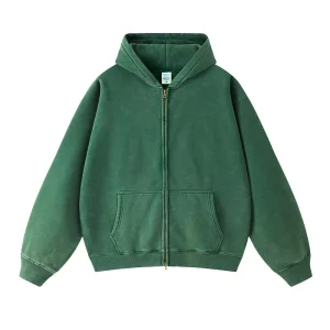Custom Designer Unisex Autumn Cardigan Sweatshirt Solid Oversized Fit Double Ended Zipper Boxy Fleece Hooded Short Wide