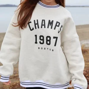 Custom Embroidered Women’s Cotton Oversized Pullover Hoodie Knit Designer Crew Neck Sweaters Unisex Set Customization with logo