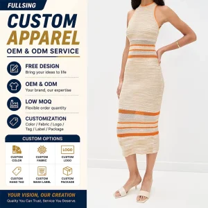 Custom European American Round Neck Sleeveless Thick Nylon Cotton Knit Dress Extended Length Sweater Women’s Bodycon Dress