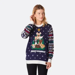 Custom FNJIA Winter Casual Blue Jacquard Front Logo Breathable Quick-Dry Women’s Knitted Oversize Pullover Sweater