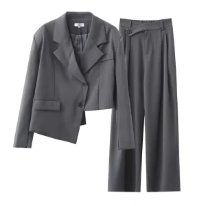 Custom Female Clothing Irregular Blazers Ladies Sleeve and Pant Suits for Women Causal Suits &