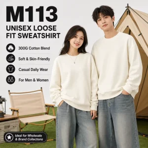 Custom Heavyweight Crewneck Sweatshirt Manufacturer OEM ODM 300G Cotton Blend Unisex Oversized Hoodie Streetwear Supplier