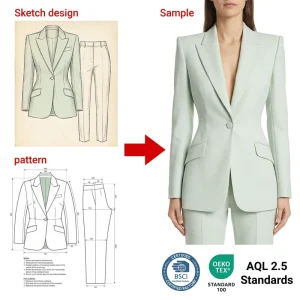 Custom High End Quality Small MOQ Tailoring Services Executive Suits for Women New Design Women’s Blazer