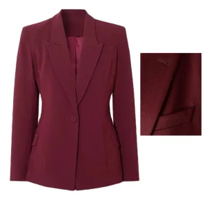 Custom High Quality Burgundy Blazers for Women Formal Office Wear Lined Jacket Anti shrink Suit