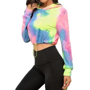 Custom High Quality Plus Size Women’s Plain Dyed Breathable Quick Dry Cropped Hoodie Polyester Sweatshirt Printed