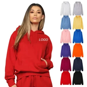 Custom High Quality Pullover Plain Red Slim Cotton Printed Women’s Cool Hoodies Plus Size Breathable Hooded Knitted Spring