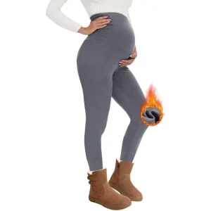 Custom High Waist Winter Fitness Wear Women’s Pregnant Fleece Leggings Printed Thermal Customized Logo Pregnancy Maternity Pants