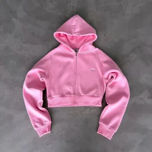 Custom Hoodies Streetwear Women’s Full Cropped Zip up Hoodie Sweater Pockets Jacket Hooded Sweatshirts Womens Tops Yoga
