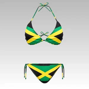 Custom Jamaica National Flag Print Sexy Bikini Set Factory Made Country Flag Pattern Women’s Plus Size Swimwear