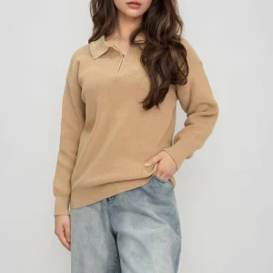 Custom Knit 100% Cotton Half Zip Sweater Women’s Zipper Unisex Zip up Sweater Knitwear