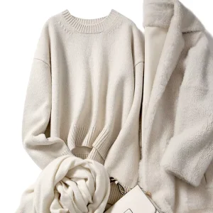 Custom Knitwear Manufacturer Cotton Knitted Pullover Casual Crew Neck Sweater Women Cashmere Wool Knit Sweater Top for Women