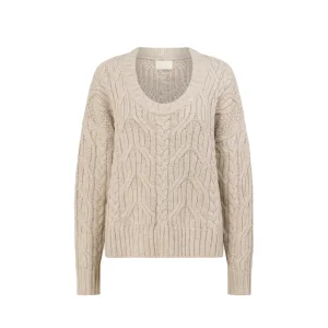 Custom Knitwear Manufacturer Women’s 100% Pure Cotton Cable Knit Sweater Crew Neck Pullover