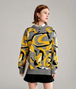 Custom LOGO OEM & ODM High Quality Women’s Sweater Knitwear Crew Neck Jumper Fall Winter Jacquard Knitted Women Sweater