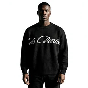 Custom LOGO OEM & ODM Men Sweater Jacquard Pullover Knitwear Winter Crew Neck Jumper Cotton Knitted Designer Custom Knit Sweater